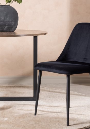 VENTURE DESIGN Night spisebordsstol - sort fljl stof og sort stl