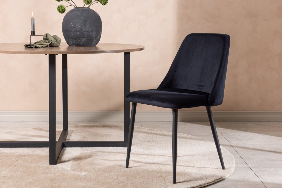 VENTURE DESIGN Night spisebordsstol - sort fljl stof og sort stl