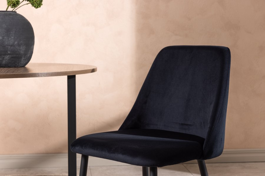 VENTURE DESIGN Night spisebordsstol - sort fljl stof og sort stl