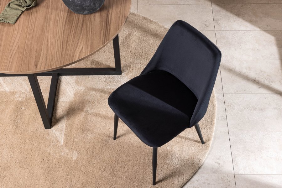 VENTURE DESIGN Night spisebordsstol - sort fljl stof og sort stl