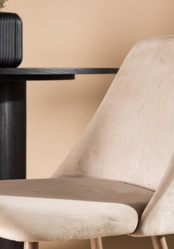 VENTURE DESIGN Night spisebordsstol - brun fljl stof og valnddefarvet stl