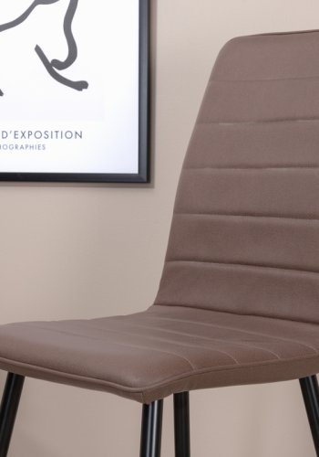 VENTURE DESIGN Windu Lyx spisebordsstol - brun mikrofiber og sort stl