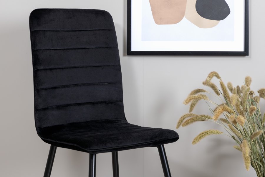 VENTURE DESIGN Windu Lyx spisebordsstol - sort fljl/polyesterhr og sort stl