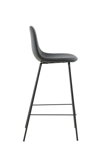 VENTURE DESIGN Polar barstol, m. rygln og fodsttte - sort PU/polyester og sort stl