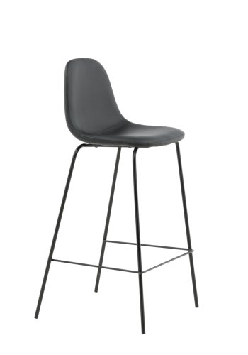 VENTURE DESIGN Polar barstol, m. rygln og fodsttte - sort PU/polyester og sort stl