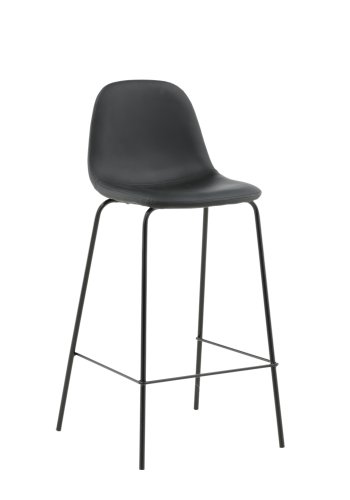 VENTURE DESIGN Polar barstol, m. rygln og fodsttte - sort PU/polyester og sort stl