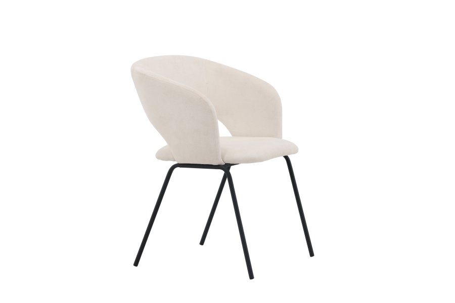 VENTURE DESIGN Day spisebordsstol, m. armln - hvid hr og mat sort stl