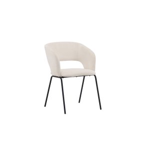 VENTURE DESIGN Day spisebordsstol, m. armln - hvid hr og mat sort stl