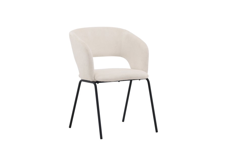 VENTURE DESIGN Day spisebordsstol, m. armln - hvid hr og mat sort stl