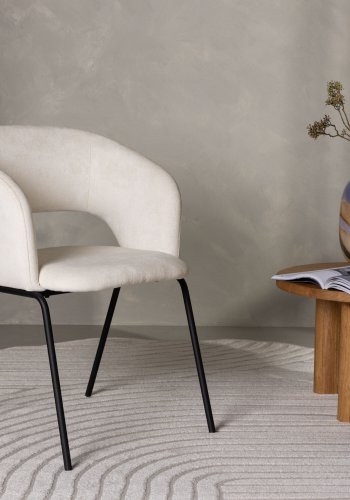 VENTURE DESIGN Day spisebordsstol, m. armln - hvid hr og mat sort stl