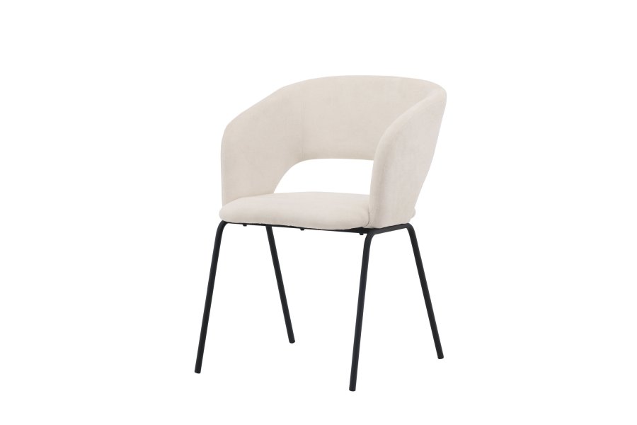 VENTURE DESIGN Day spisebordsstol, m. armln - hvid hr og mat sort stl