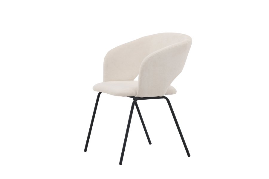 VENTURE DESIGN Day spisebordsstol, m. armln - hvid hr og mat sort stl