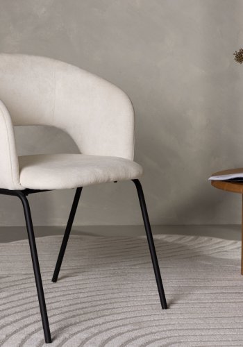 VENTURE DESIGN Day spisebordsstol, m. armln - hvid hr og mat sort stl