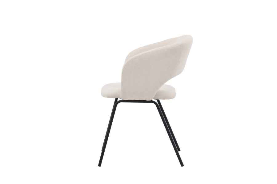 VENTURE DESIGN Day spisebordsstol, m. armln - hvid hr og mat sort stl