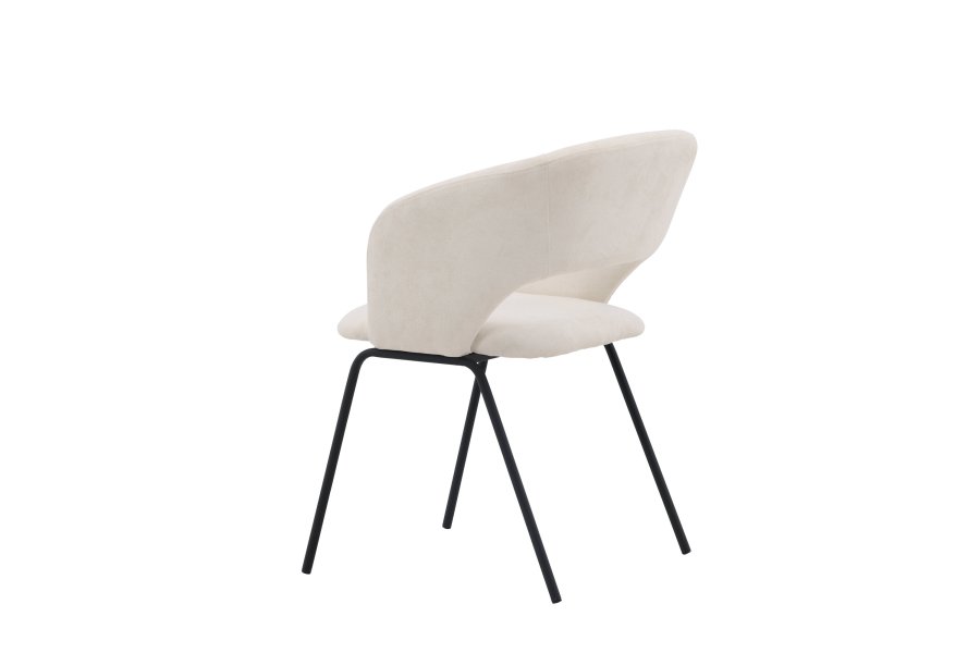 VENTURE DESIGN Day spisebordsstol, m. armln - hvid hr og mat sort stl