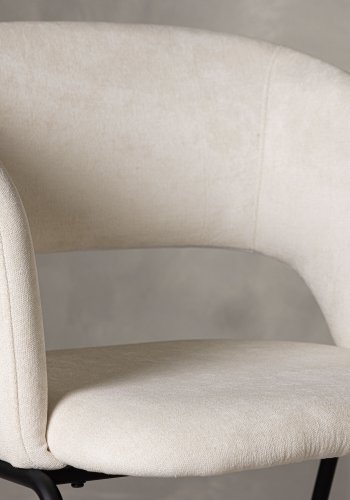 VENTURE DESIGN Day spisebordsstol, m. armln - hvid hr og mat sort stl