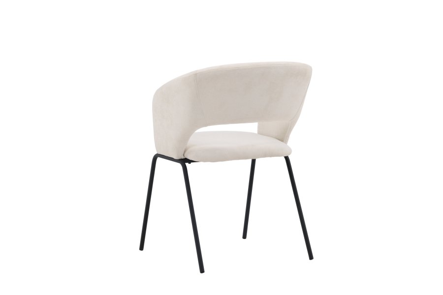 VENTURE DESIGN Day spisebordsstol, m. armln - hvid hr og mat sort stl