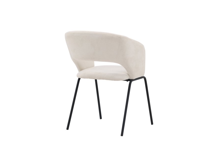 VENTURE DESIGN Day spisebordsstol, m. armln - hvid hr og mat sort stl