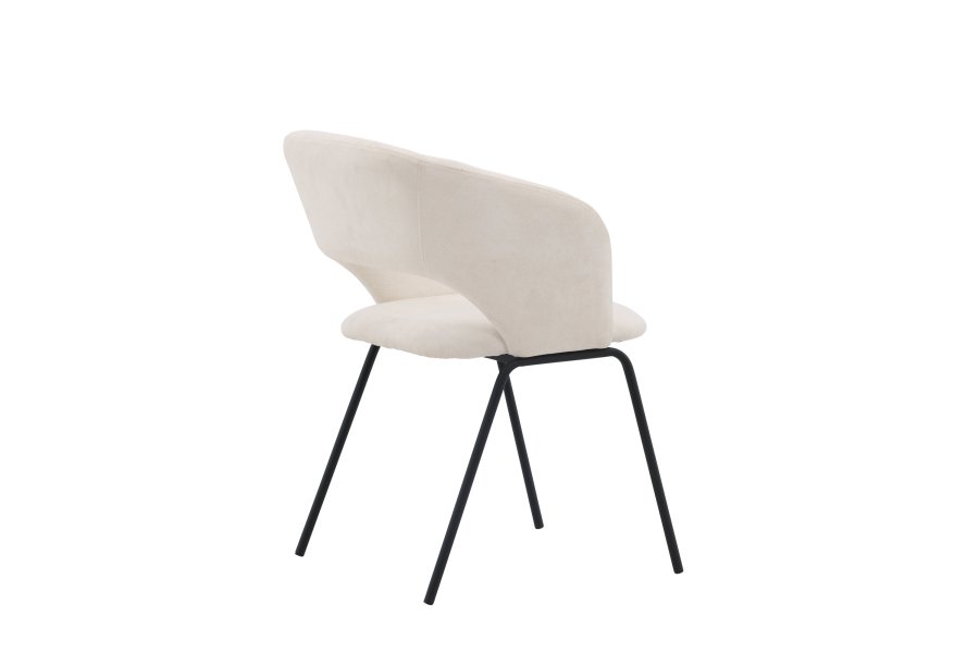 VENTURE DESIGN Day spisebordsstol, m. armln - hvid hr og mat sort stl