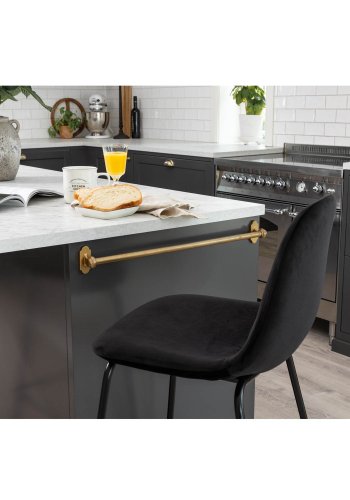 VENTURE DESIGN Polar barstol, m. rygln og fodsttte - sort velour og sort jern