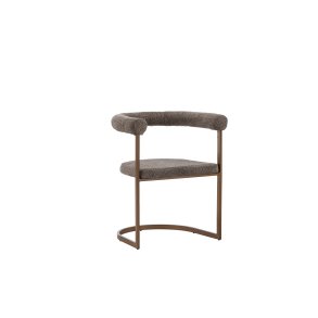 VENTURE DESIGN Morning spisebordsstol, m. armln - brun/gr bouclé stof og stl