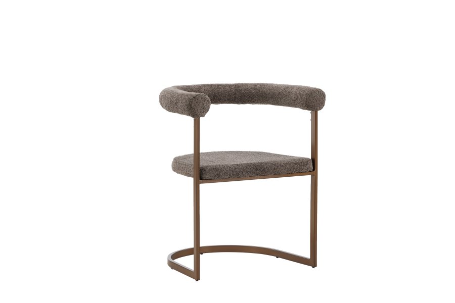 VENTURE DESIGN Morning spisebordsstol, m. armln - brun/gr bouclé stof og stl