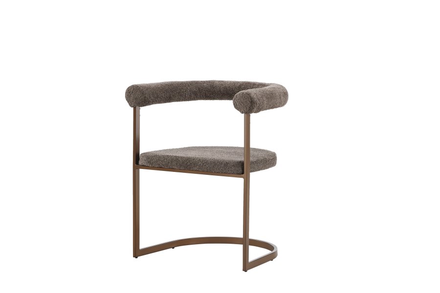 VENTURE DESIGN Morning spisebordsstol, m. armln - brun/gr bouclé stof og stl