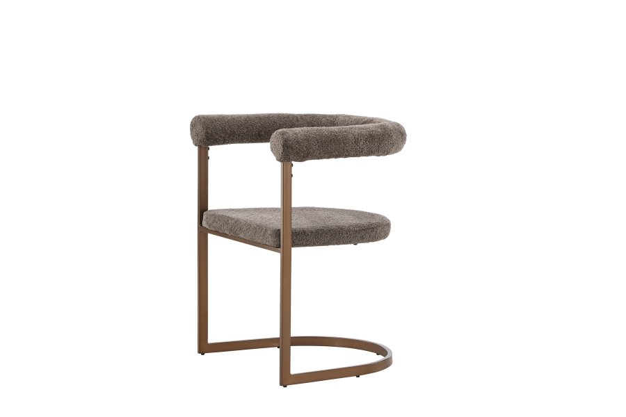 VENTURE DESIGN Morning spisebordsstol, m. armln - brun/gr bouclé stof og stl