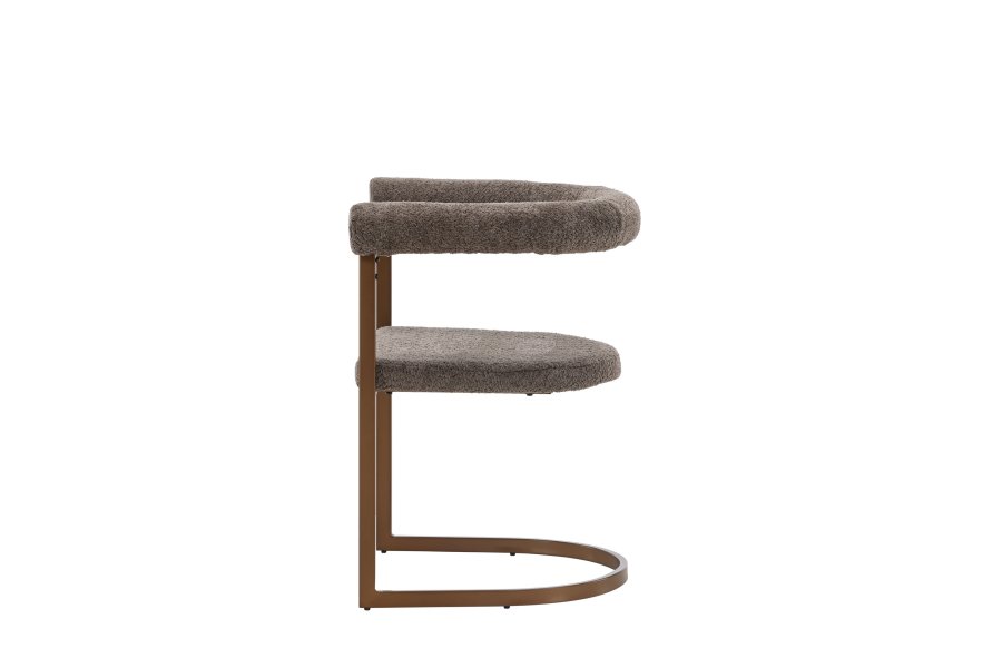 VENTURE DESIGN Morning spisebordsstol, m. armln - brun/gr bouclé stof og stl