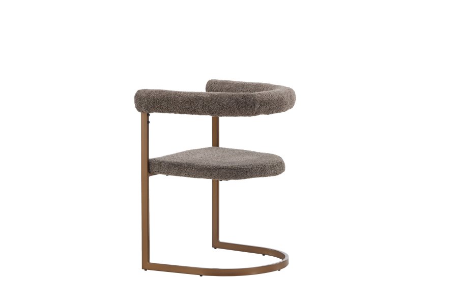 VENTURE DESIGN Morning spisebordsstol, m. armln - brun/gr bouclé stof og stl