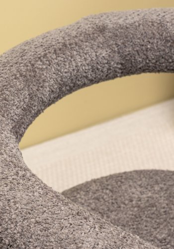 VENTURE DESIGN Morning spisebordsstol, m. armln - brun/gr bouclé stof og stl