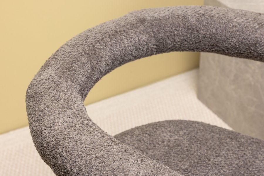 VENTURE DESIGN Morning spisebordsstol, m. armln - brun/gr bouclé stof og stl