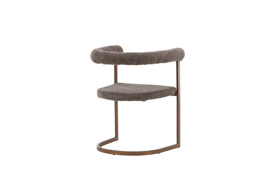 VENTURE DESIGN Morning spisebordsstol, m. armln - brun/gr bouclé stof og stl