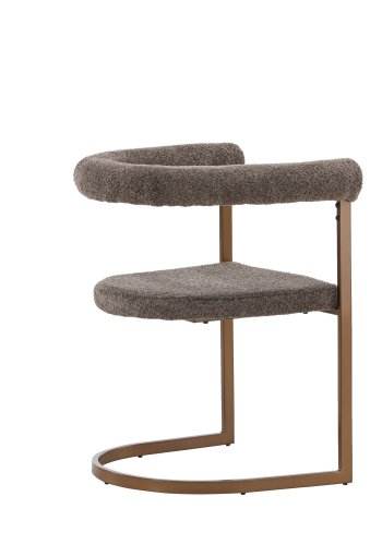 VENTURE DESIGN Morning spisebordsstol, m. armln - brun/gr bouclé stof og stl