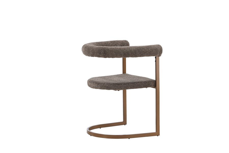 VENTURE DESIGN Morning spisebordsstol, m. armln - brun/gr bouclé stof og stl