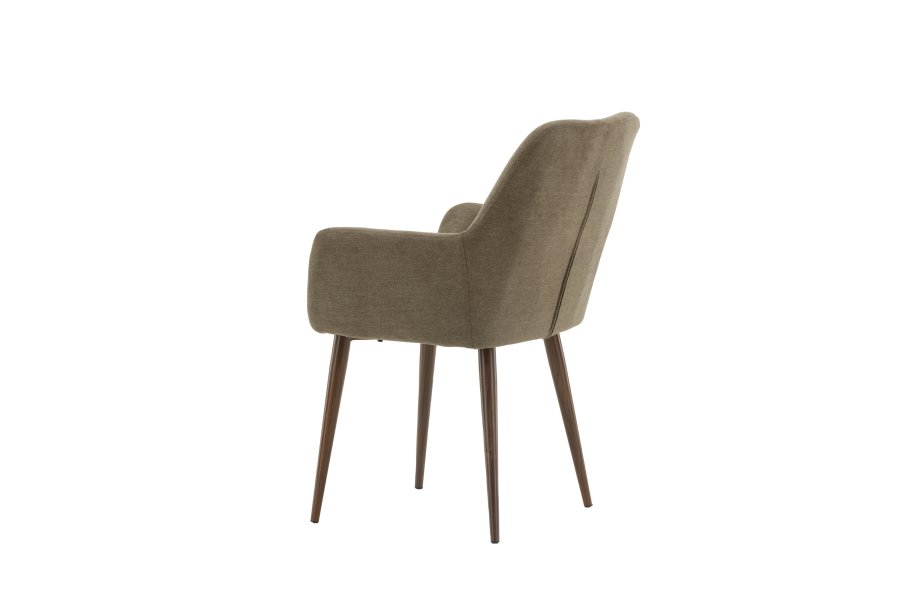 VENTURE DESIGN Tomorrow spisebordsstol, m. armln - mrkegr/brun stof og mrk valnddefarvet stl