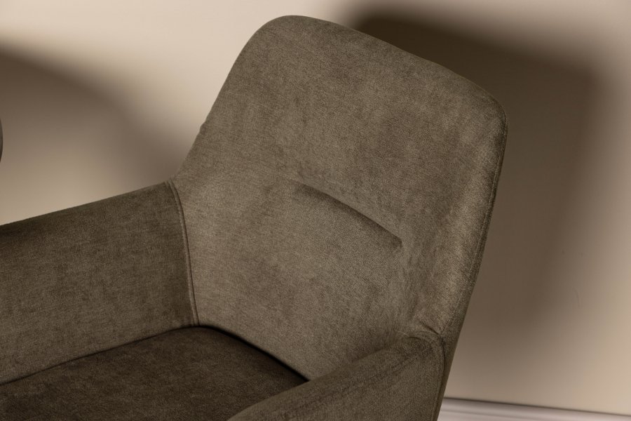 VENTURE DESIGN Tomorrow spisebordsstol, m. armln - mrkegr/brun stof og mrk valnddefarvet stl