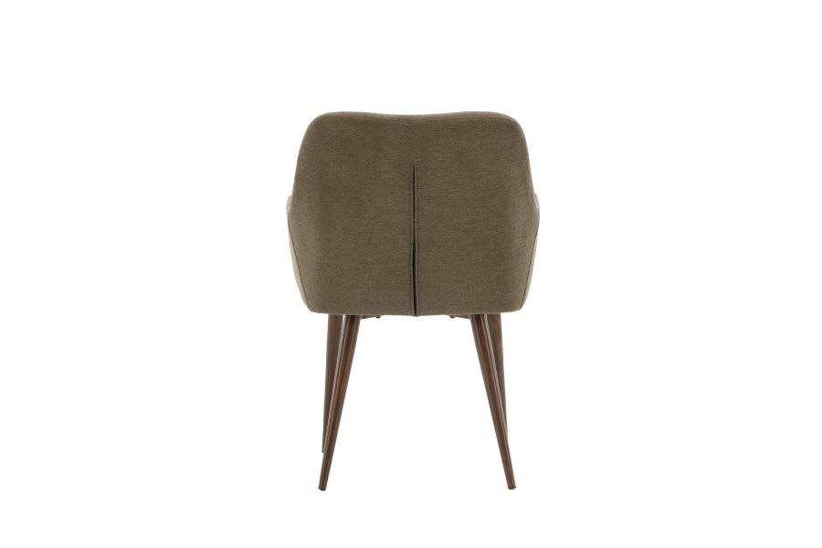 VENTURE DESIGN Tomorrow spisebordsstol, m. armln - mrkegr/brun stof og mrk valnddefarvet stl