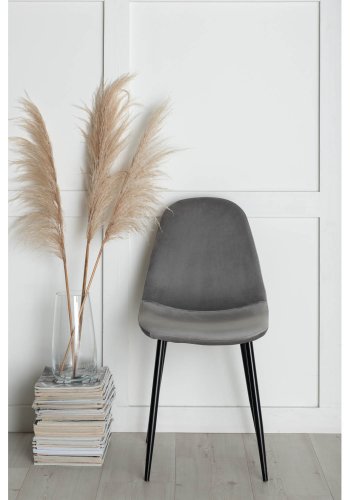 VENTURE DESIGN Polar spisebordsstol - gr velour og sort metal