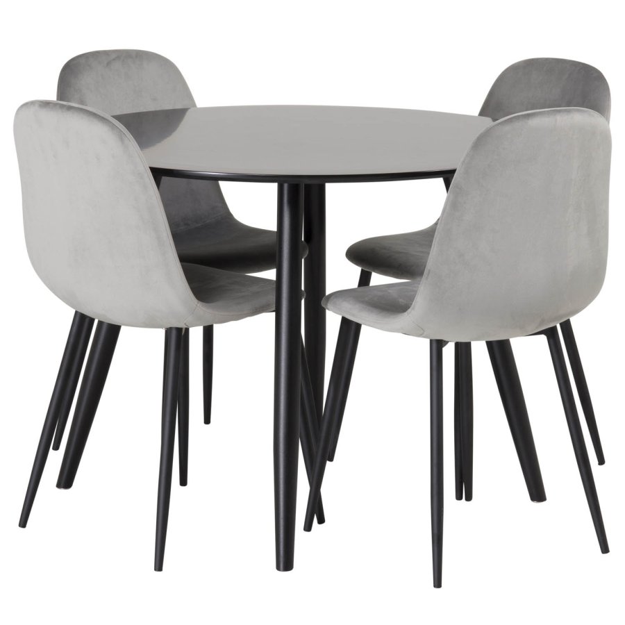 VENTURE DESIGN Polar spisebordsstol - gr velour og sort metal