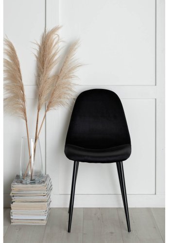 VENTURE DESIGN Polar spisebordsstol - sort velour og sort metal