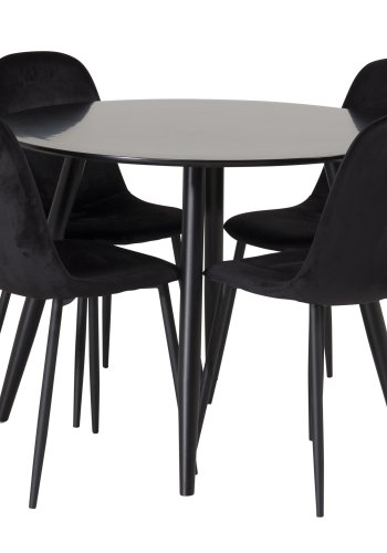 VENTURE DESIGN Polar spisebordsstol - sort velour og sort metal