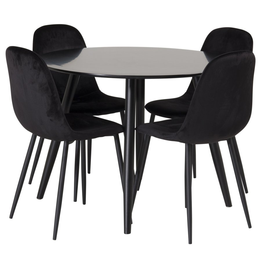 VENTURE DESIGN Polar spisebordsstol - sort velour og sort metal