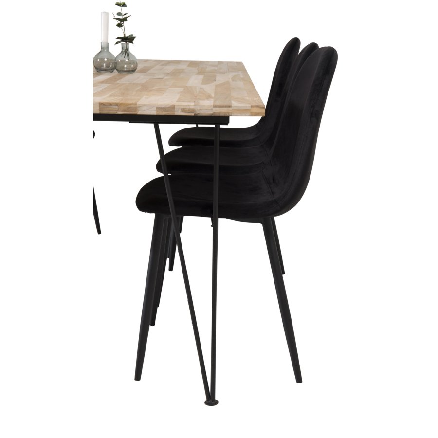 VENTURE DESIGN Polar spisebordsstol - sort velour og sort metal