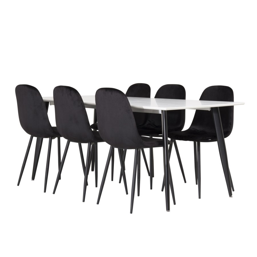 VENTURE DESIGN Polar spisebordsstol - sort velour og sort metal