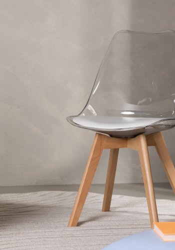 VENTURE DESIGN Edvin spisebordsstol, m. hvid sdehynde - PET og natur birketr