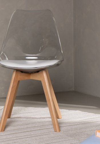 VENTURE DESIGN Edvin spisebordsstol, m. hvid sdehynde - PET og natur birketr