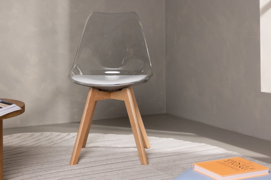 VENTURE DESIGN Edvin spisebordsstol, m. hvid sdehynde - PET og natur birketr