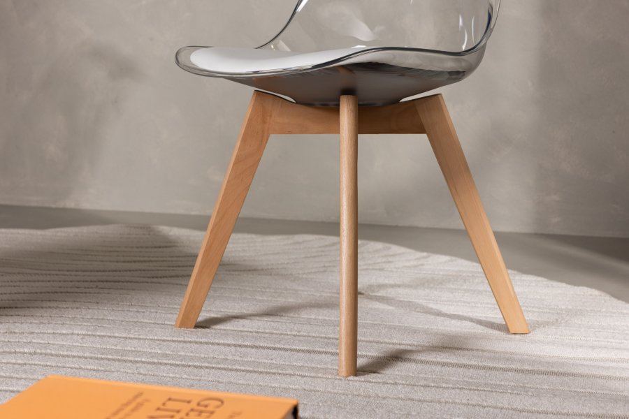 VENTURE DESIGN Edvin spisebordsstol, m. hvid sdehynde - PET og natur birketr