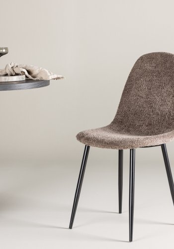 VENTURE DESIGN Polar spisebordsstol - gr bouclé stof og sort stl